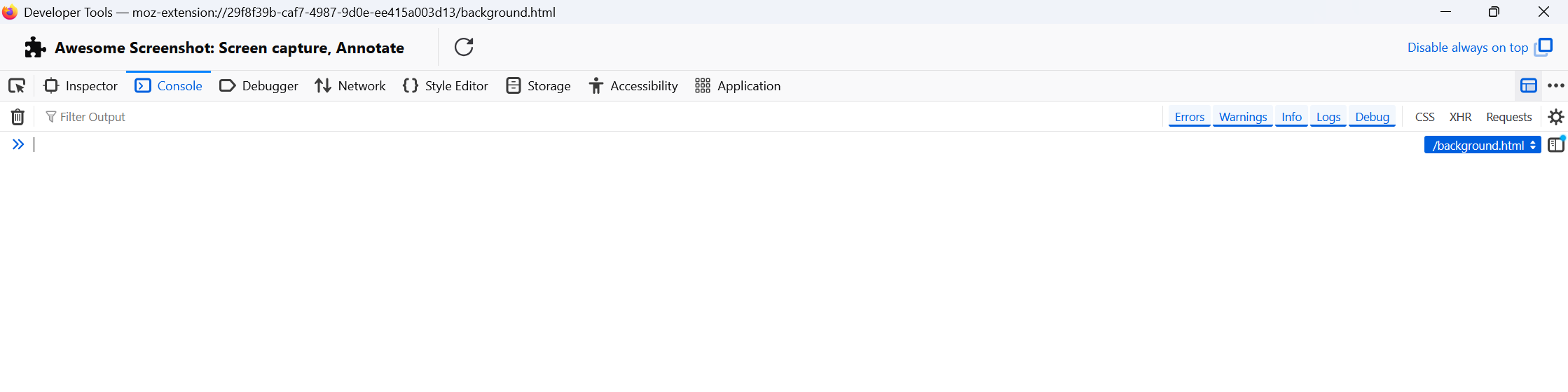 Take Awesome Screenshot Firefox Extension Console Information Screenshot.png